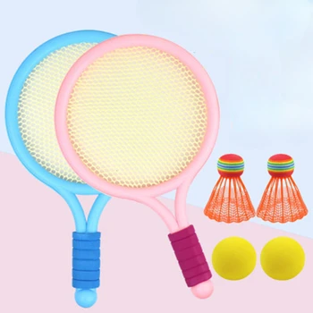 1 Conjunto Novo de Plástico Crianças de Ténis Badminton Brinquedos de Exterior, Interior de Esportes de Lazer Brinquedos Pai-filho Raquetes de Tênis, Brinquedos Presentes Crianças