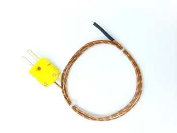 A fibra de vidro tipo K sensor de temperatura do fio, plug tipo de termopar, a temperatura da superfície da sonda, apropriado para o portátil metros.