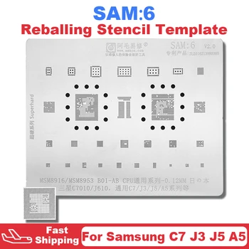 Amaoe SAM6 BGA Reballing Estêncil Para Samsung C7 J3 J5 A5 C7010 J610 MSM8916 MSM8953 B01-AB CPU IC Lata de Plantação de Solda Líquido