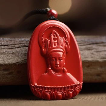 Colar Pingente de Cinábrio Amuleto Manshu Bodhisattva Puxian Grande para Zodíaco Homens e Mulheres Pingente Casa Estilo Chinês Novo Presente