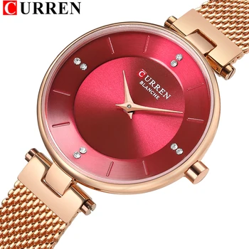 CURREN Marca de Moda de Aço Inoxidável do Relógio de Quartzo Para Mulheres de Luxo Senhoras Mulheres de Relógios Casuais relógio de Pulso Relógio Feminino
