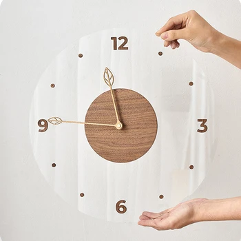 Digital Em Silêncio Relógio De Parede Minimalistas De Madeira Grande Adesivo De Parede Relógio Mecânico De Luxo Horloge Murale Home Design Home Assistir