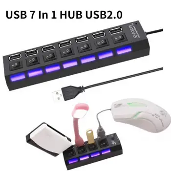 Hub USB 2.0 Hub USB 2.0 Multi-USB Divisor de Hub Adaptador de Energia 4/7 Porta Várias Expansor Concentrador USB 3.0, Interruptor do Cabo de 30CM Adaptadores