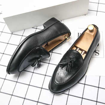 Marca clássica dos Homens de Couro Genuíno Sapatas antiderrapante Homens de Negócios de Calçados Casuais Homens Condução Sapatos dos Homens High-end Sapatos