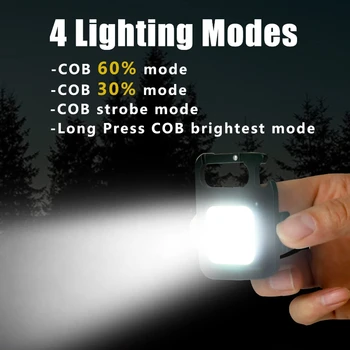 Mini Lanterna elétrica Portátil do DIODO emissor de Luz de Trabalho Chaveiro Recarregável Flashligh Para Acampar ao ar livre de Pesca Pequena Luz saca-rolhas
