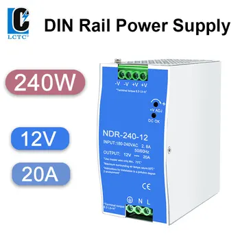NDR 240W 180-240V AC DC Industrial Trilho DIN Fonte de Alimentação chaveada 12V 24V 48V