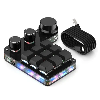 RGB Macro de Teclado 3 Botão USB Teclado Personalizado Mini Teclado Mecânico de Programação de Macro de Teclado de Jogos para o PS Ai PR