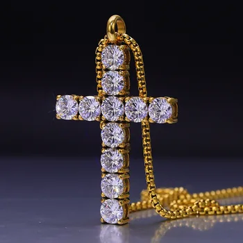 TopBling Cruz Pingentes Colar 18k Ouro Chapeado de Aço Inoxidável dos Homens as Mulheres Amante de Dom Casal Religiosa Jóias